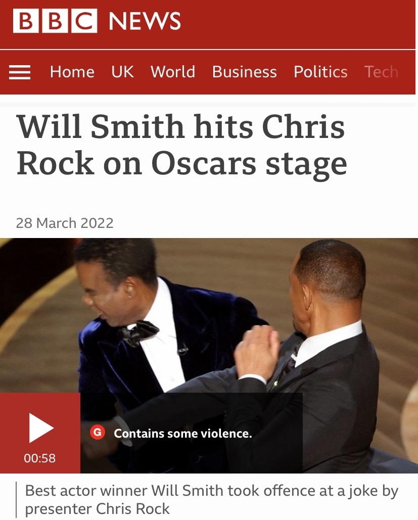 Will Smith hits Chris Rock on Oscar Stage