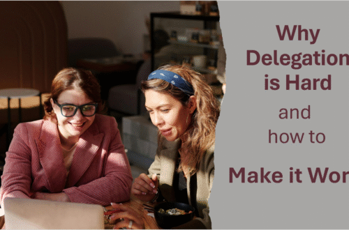 Tow women sitting and talking. Why delgation is hard and what to do about it
